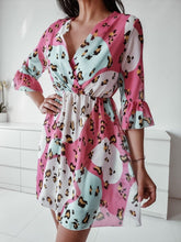 Leopard Print  V Neck Dress Sai Feel